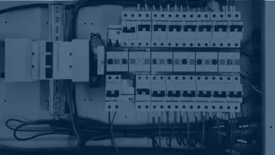 Electrical circuit breaker panel with wires and switches