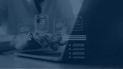 Digital validation activities with documents and checkmarks on laptop